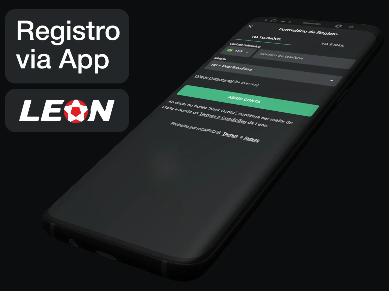 Registrierung über die Leonbet-App
